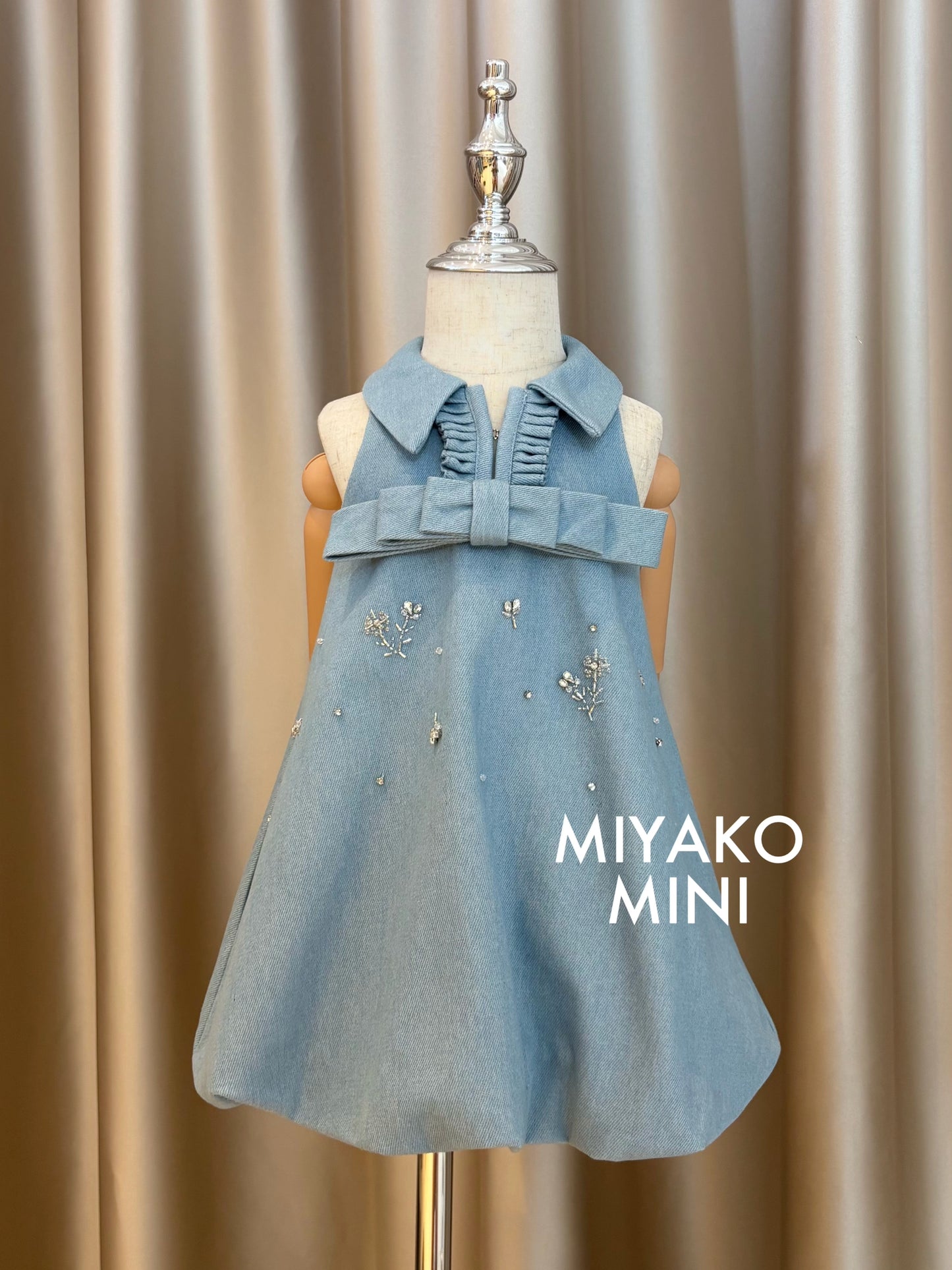 Denim Premium Detachable Sleeve Girl Dress