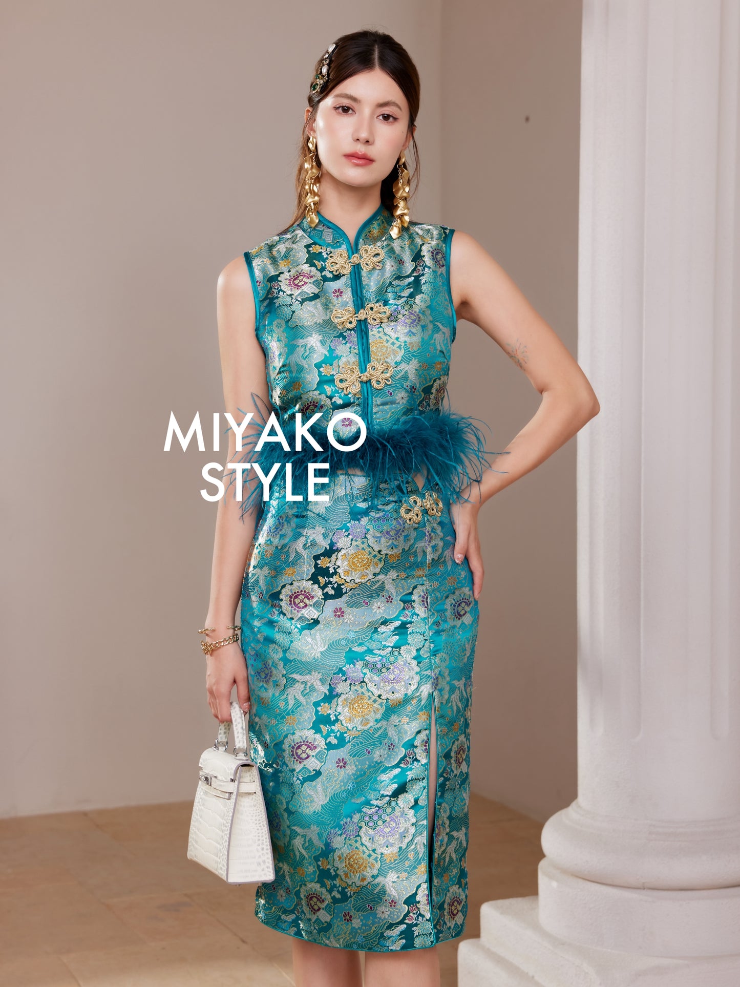 【名门望族】Noble Premium Midi Skirt in Peacock Blue 孔雀蓝女装半身长裙