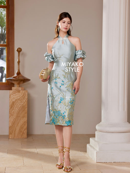 【一枝独秀】Unique Premium Midi Cheongsam Padded & Detachable Dress 女装连身裙