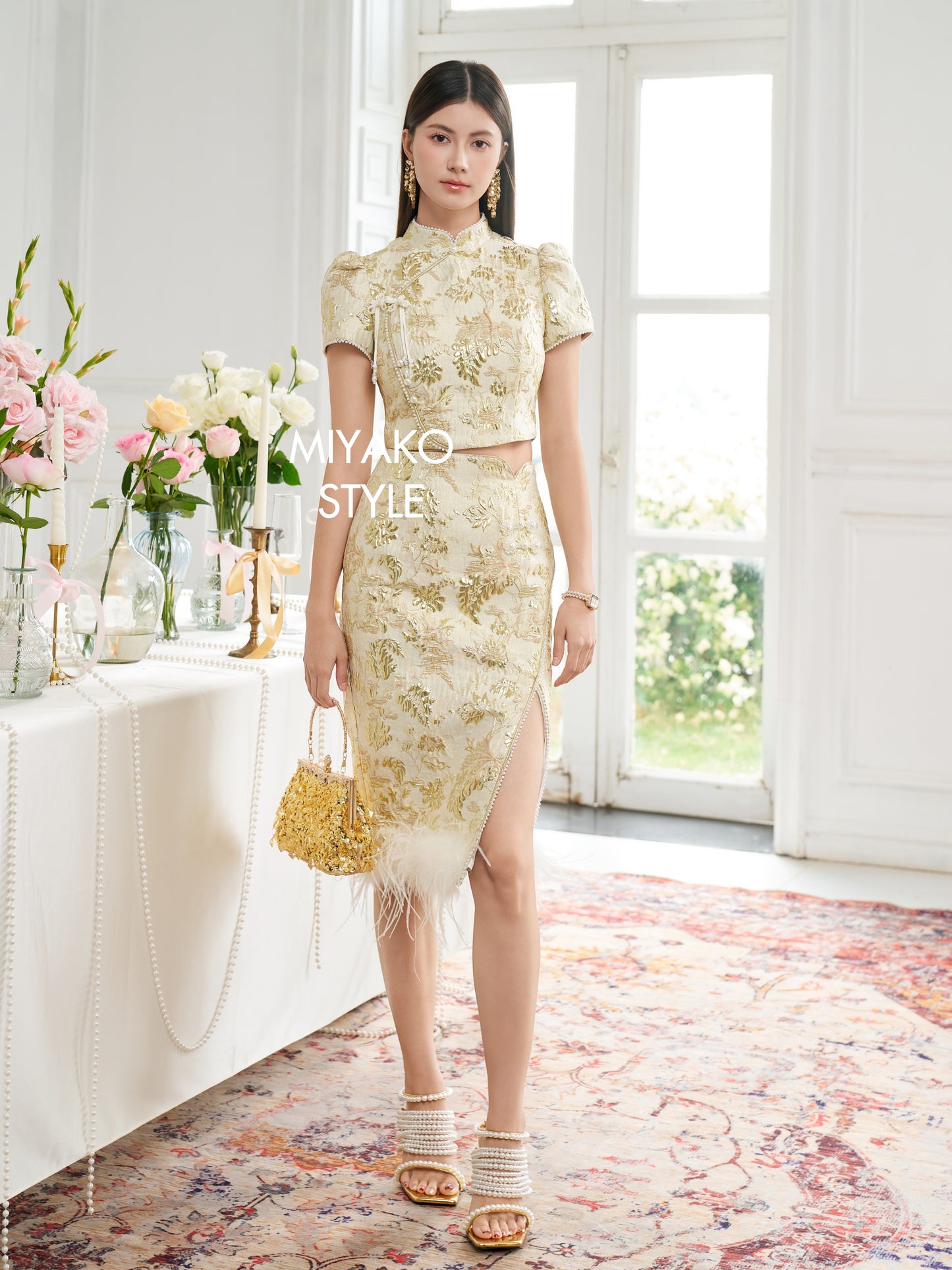 【春风得亿】Millions Premium Midi Skirt in Gold 金色女装半身长裙