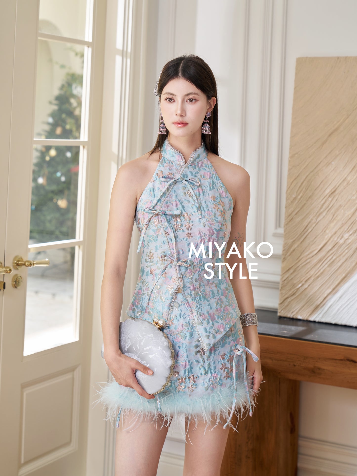 【情有独钟】Love Premium Detachable Fur Mini Skirt in Tiffany Blue 蒂芙尼女装短裙