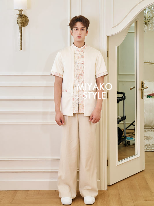 【春暖花开】 Aurora Men Cheongsam Suit in Beige 杏色男唐装