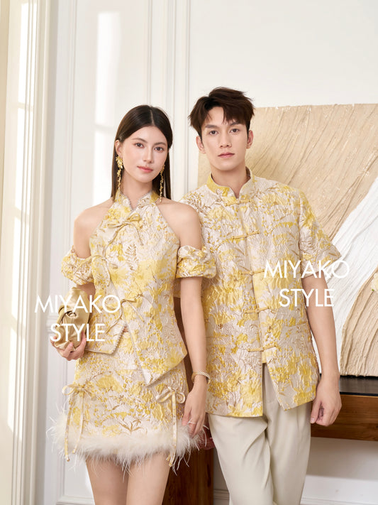 【情有独钟】Love Premium Men Suit in Light Yellow 浅黄色男唐装