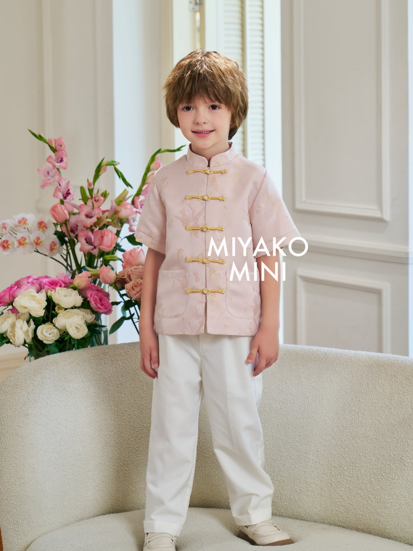 【花花世界】Fabulous Premium Boy Suit in Pink 粉色小男孩唐装