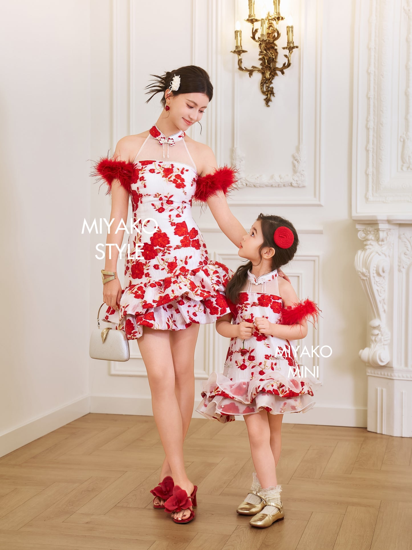 【人间富贵花】Treasure Padded & Detachable Fur Sleeve Cheongsam Dress 女装连身裙