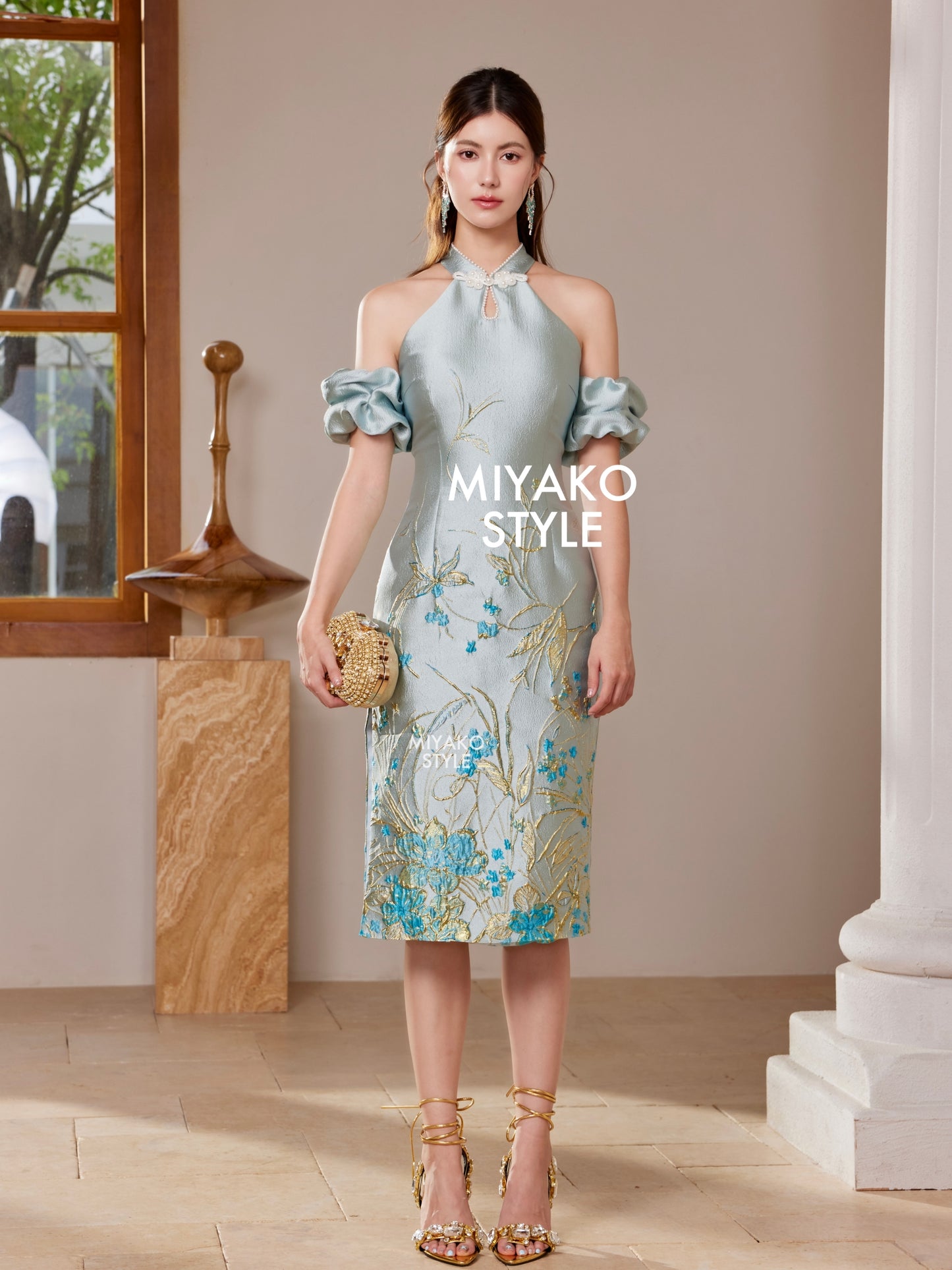 【一枝独秀】Unique Premium Midi Cheongsam Padded & Detachable Dress 女装连身裙