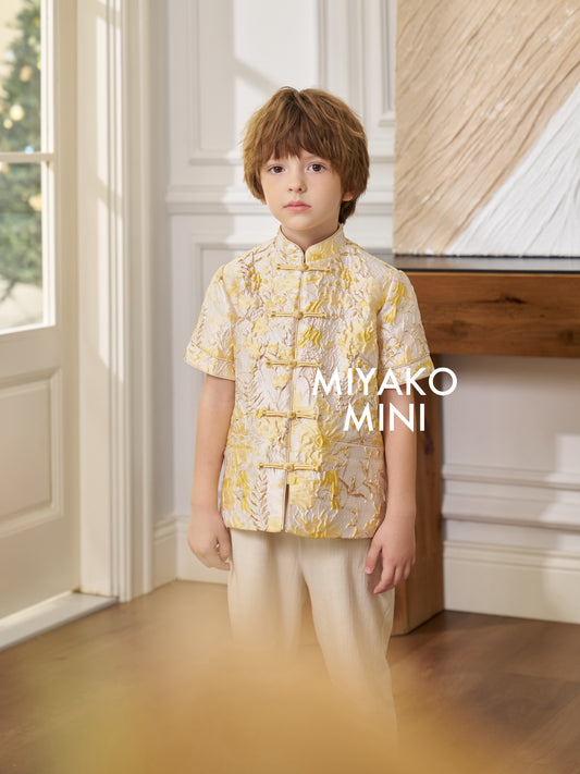 【情有独钟】Love Premium Boy Suit in Light Yellow 浅黄色小男孩唐装