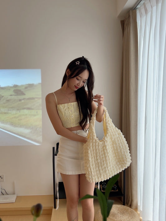 (DEFECT) Summer cotton eyelet cami top in Yellow