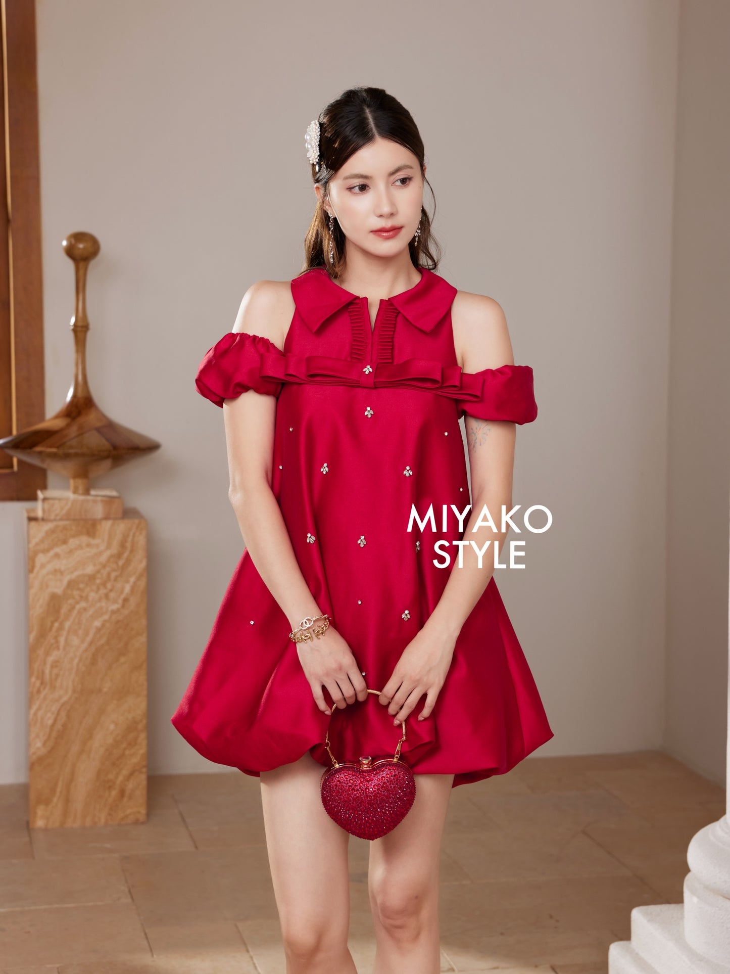 【喜气洋洋】Lucky Premium Detachable Sleeve Bubble Dress 女装连身裙