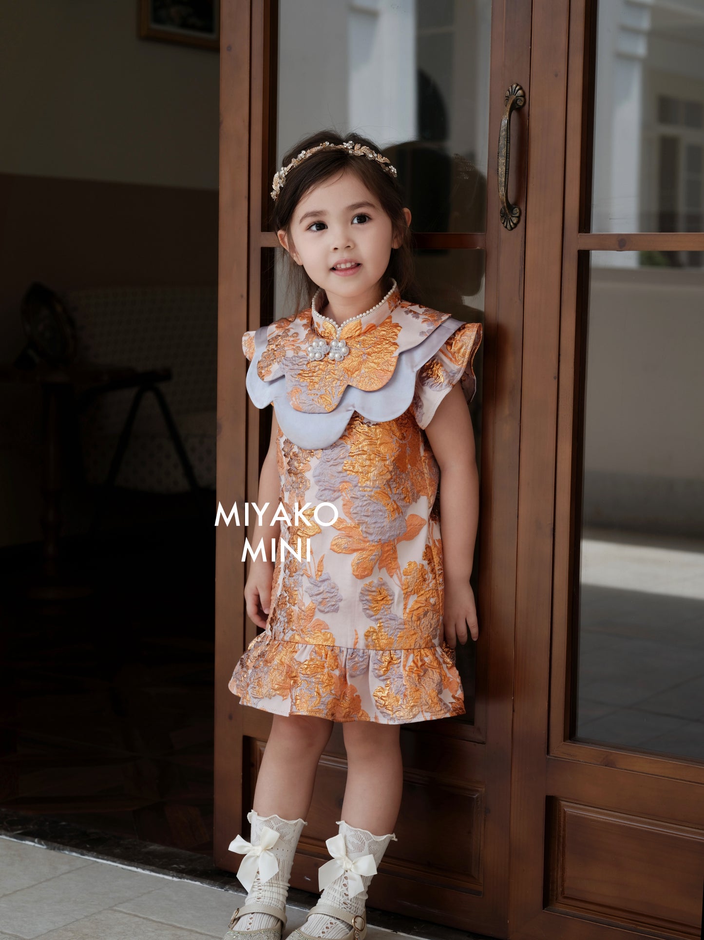 【家族荣耀】Glory Cheongsam Girl Dress in Orange 橘色小女孩连身裙