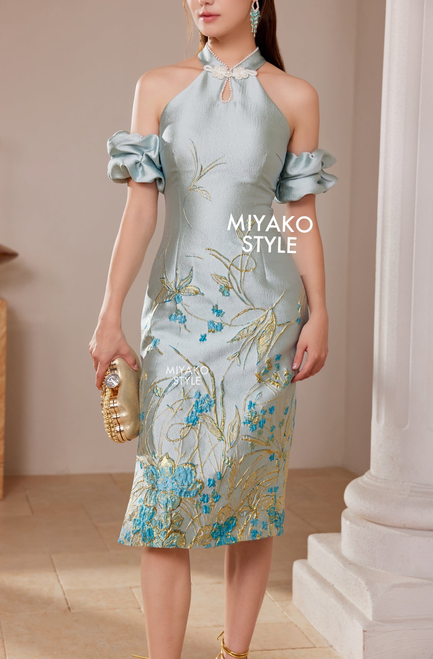 【一枝独秀】Unique Premium Midi Cheongsam Padded & Detachable Dress 女装连身裙