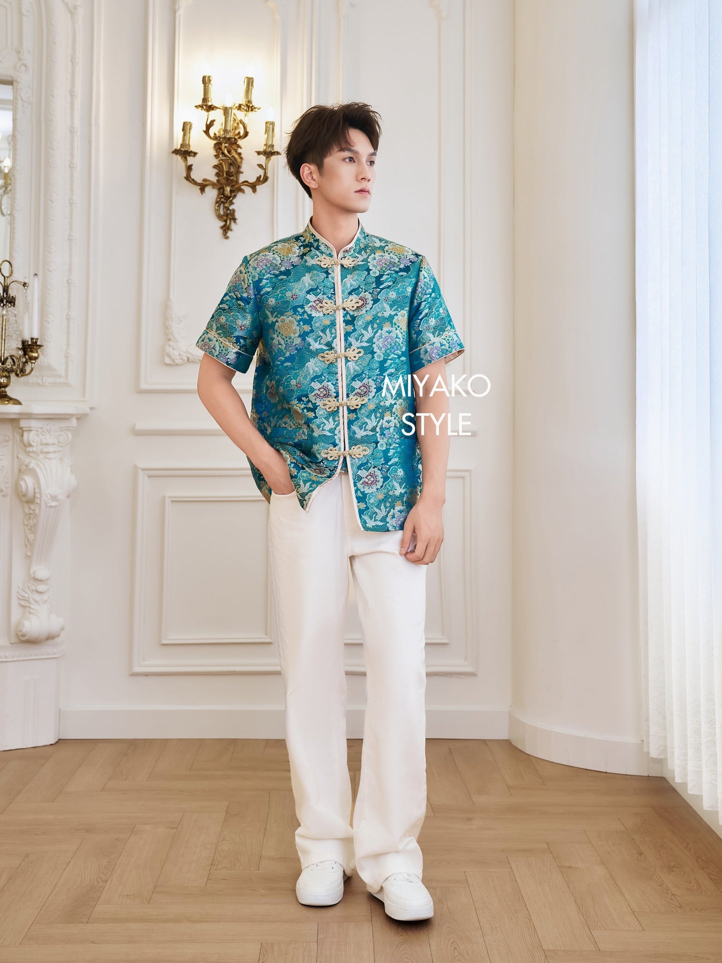 【名门望族】Noble Premium Men Suit Cheongsam in Peacock Blue 孔雀蓝男唐装