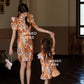 【家族荣耀】Glory Cheongsam Girl Dress in Orange 橘色小女孩连身裙