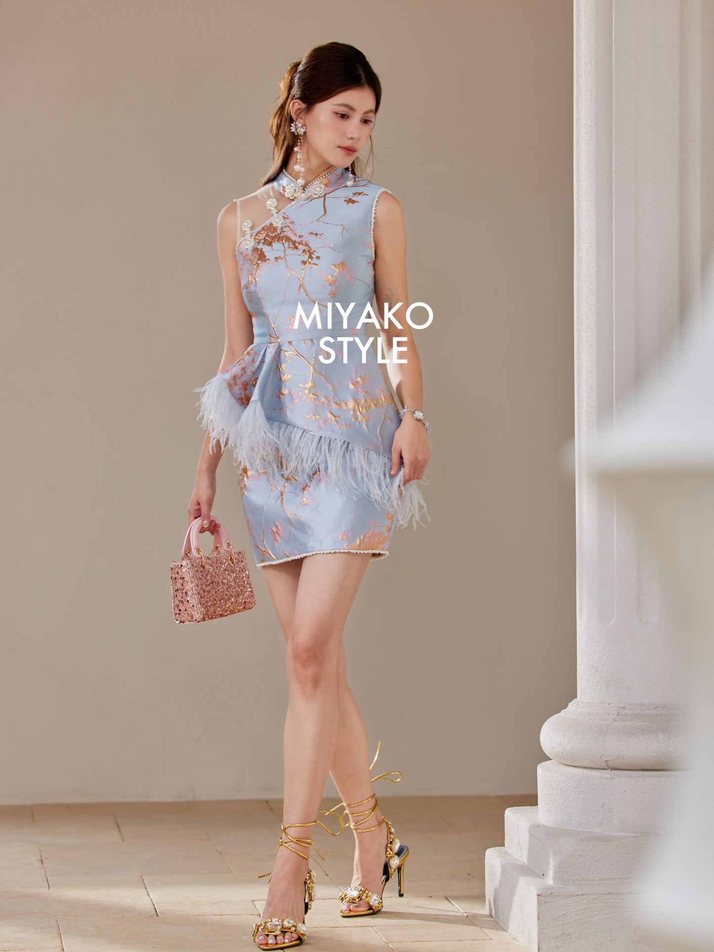 【名门望族】Noble Premium Fur Dress in Blue 蓝色女装连身裙