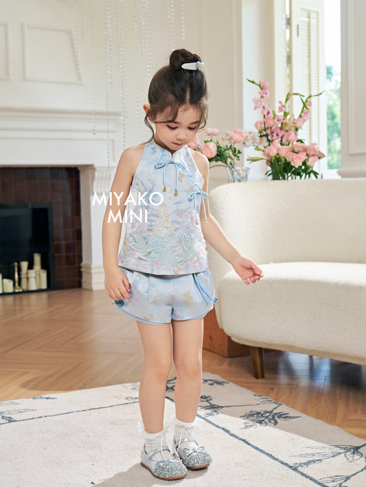 【花花世界】Fabulous Premium Embroidered Girl Short in Blue 蓝色小女孩短裤