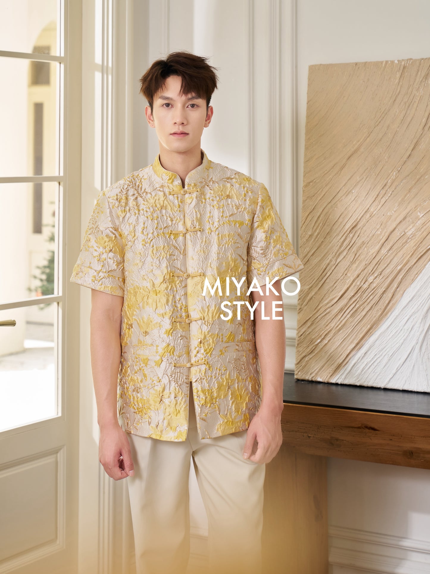 【情有独钟】Love Premium Men Suit in Light Yellow 浅黄色男唐装