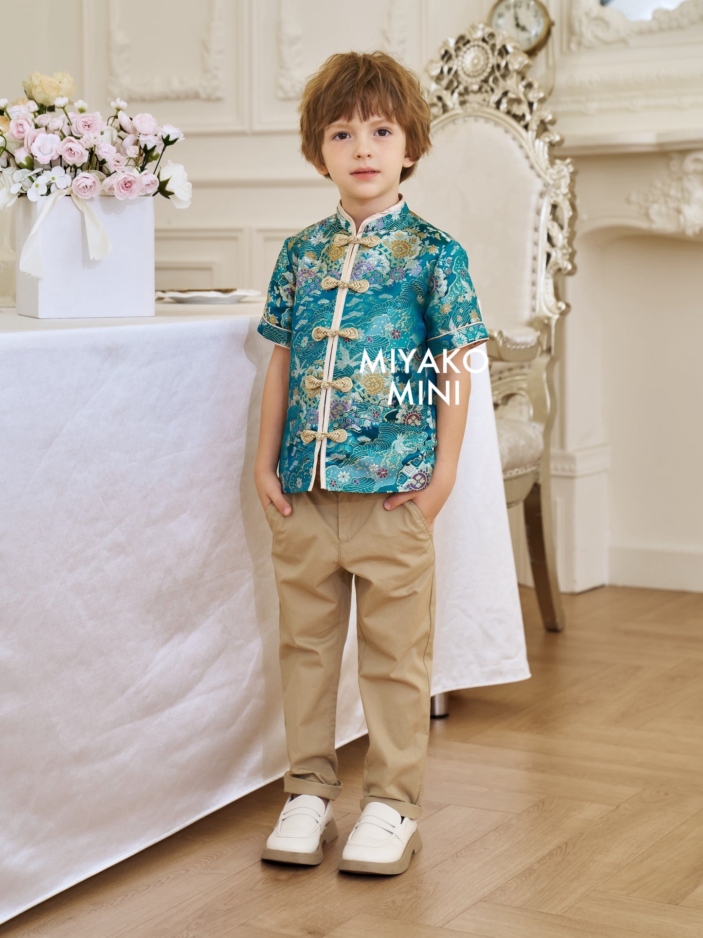 【名门望族】Noble Premium Boy Suit Cheongsam in Peacock Blue 孔雀蓝小男孩唐装