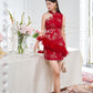 【名门望族】Noble Premium Fur Dress in Red 红色女装连身裙