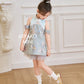 【万事如亿】Billionaire Embroidered Girl Dress in Sea Blue 绿蓝色小女孩连身裙