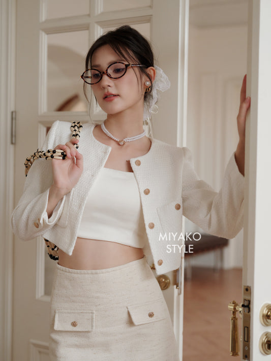 Coco Tweed Jacket in White