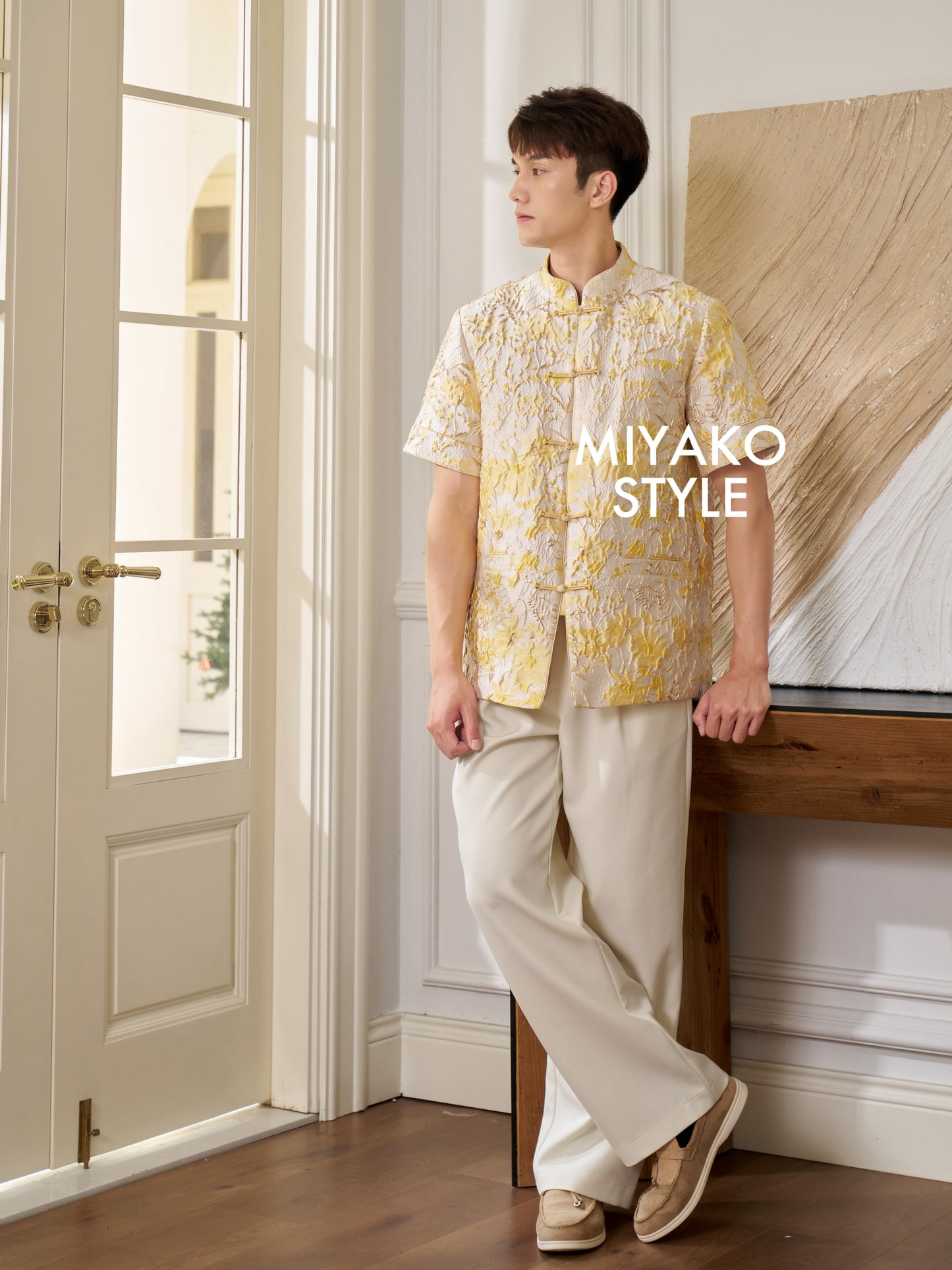 【情有独钟】Love Premium Men Suit in Light Yellow 浅黄色男唐装