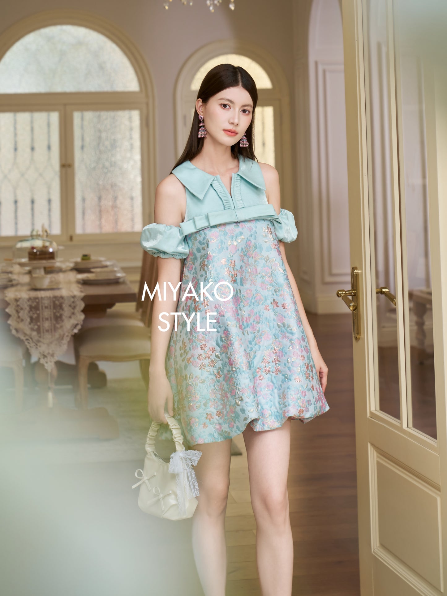 【情有独钟】Love Premium Detachable Sleeve Bubble Dress in Tiffany Blue 蒂芙尼女装连身裙