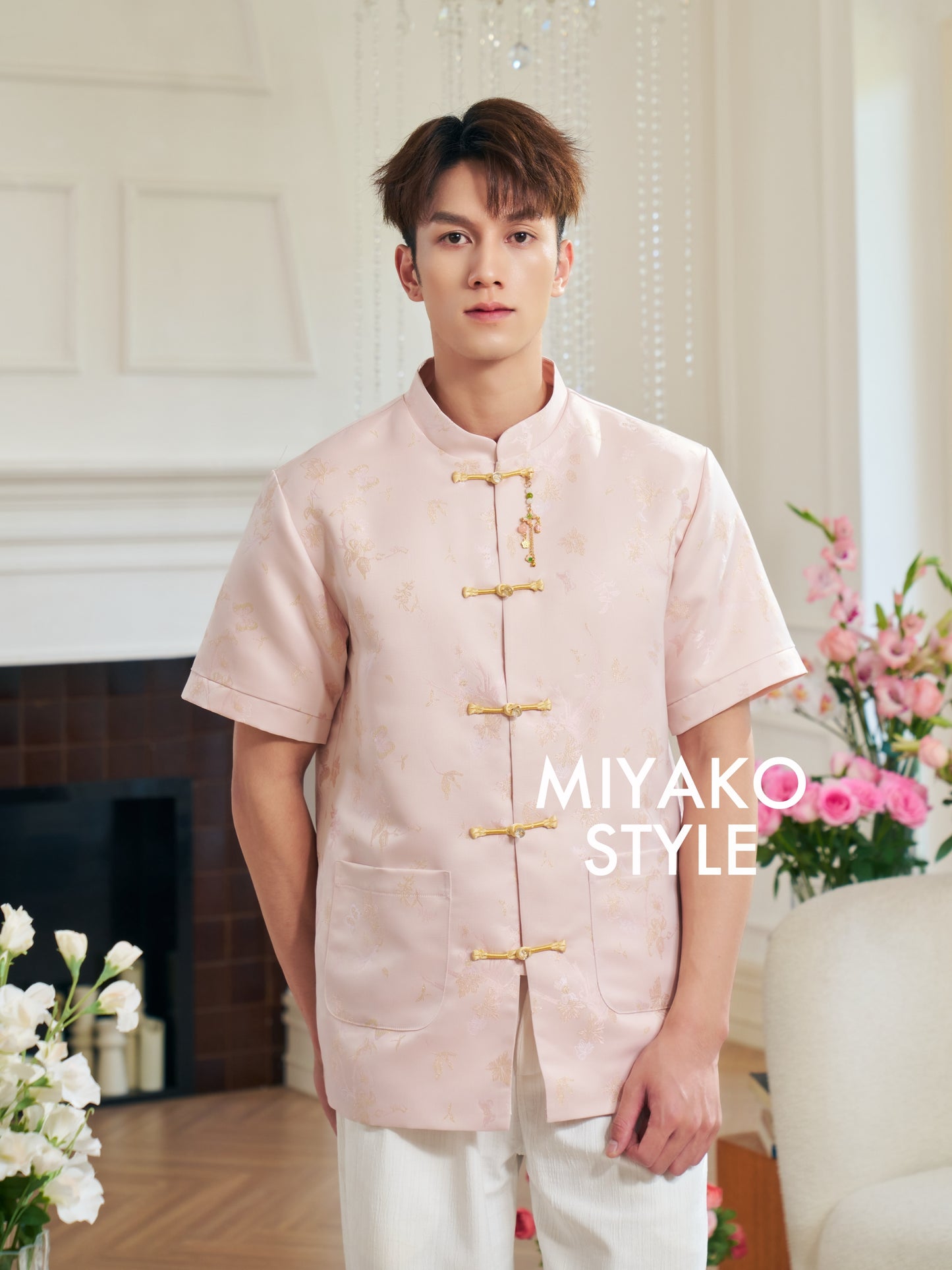 【花花世界】Fabulous Premium Men Suit in Pink 粉色男唐装