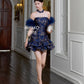 【星辰闪耀】Starlight Padded & Detachable Fur Sleeve Modern Cheongsam Dress in Golden Navy 女装连身裙