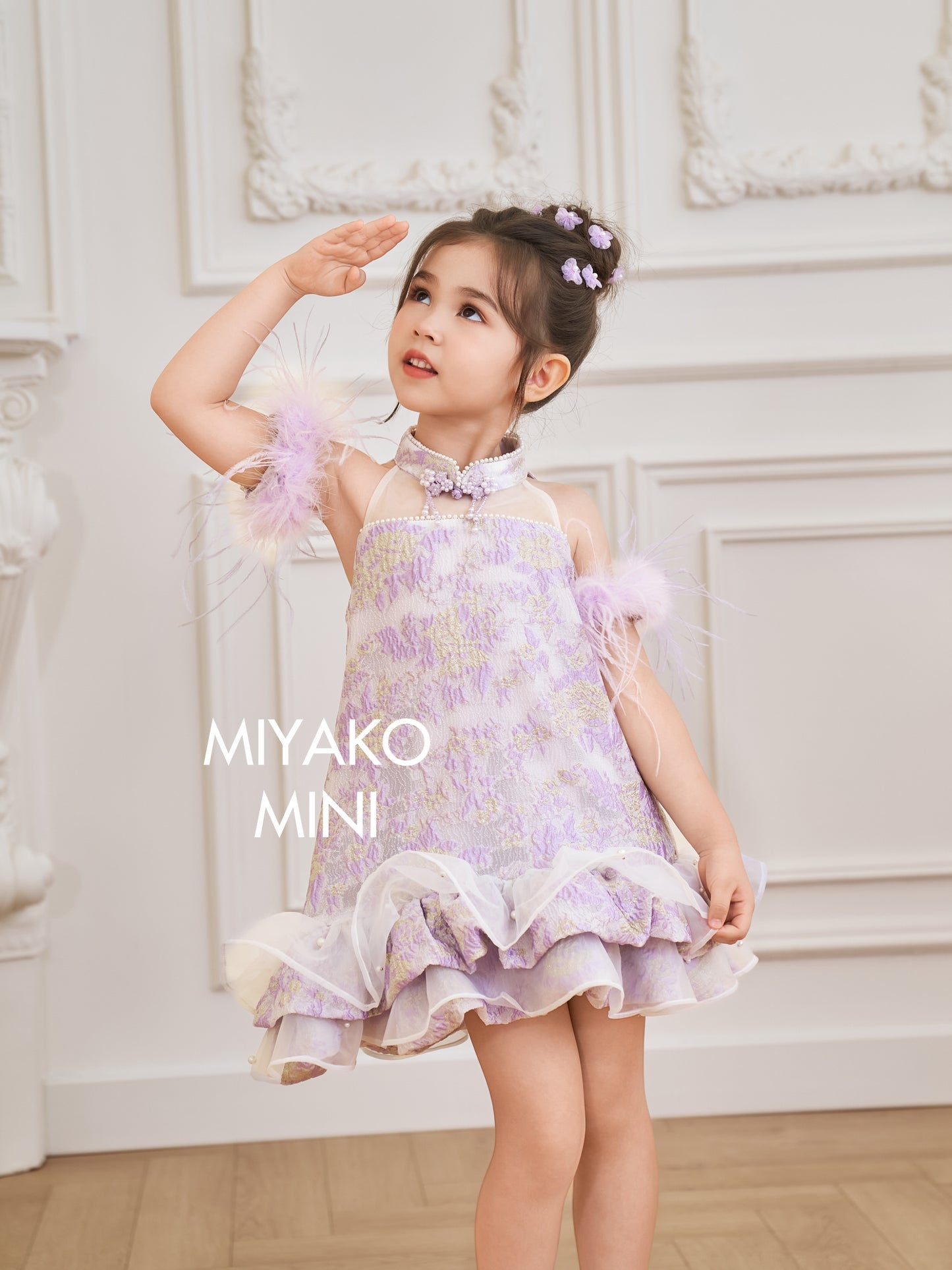 【紫属于你】Only You Detachable Fur Sleeve Girl Dress in Purple 小女孩连身裙