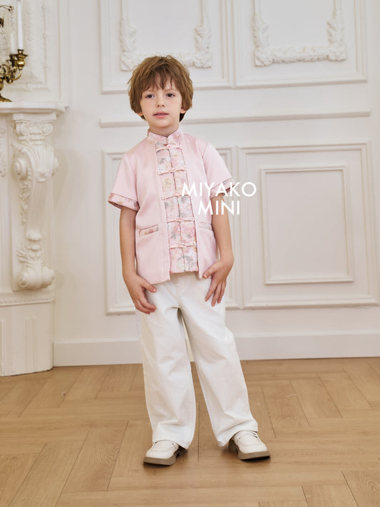 【春暖花开】Aurora Boy Cheongsam Suit in Pink 粉色小男孩唐装