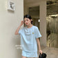 Cheese T shirt in blue 蓝色T恤