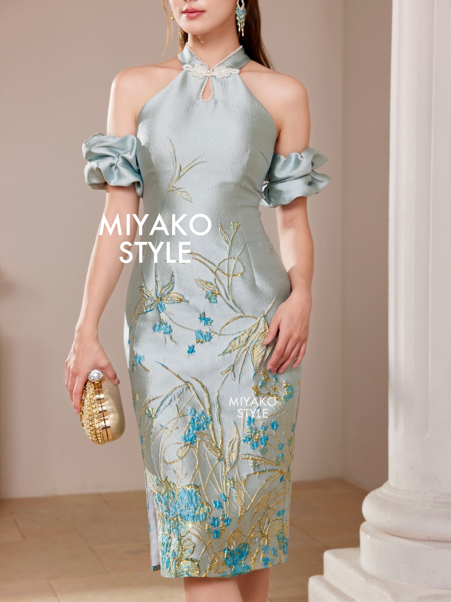 【一枝独秀】Unique Premium Midi Cheongsam Padded & Detachable Dress 女装连身裙
