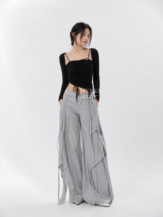 Ann asymmetrical Top + Cardigan Black