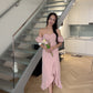Audrey Long ruffle dress in pink