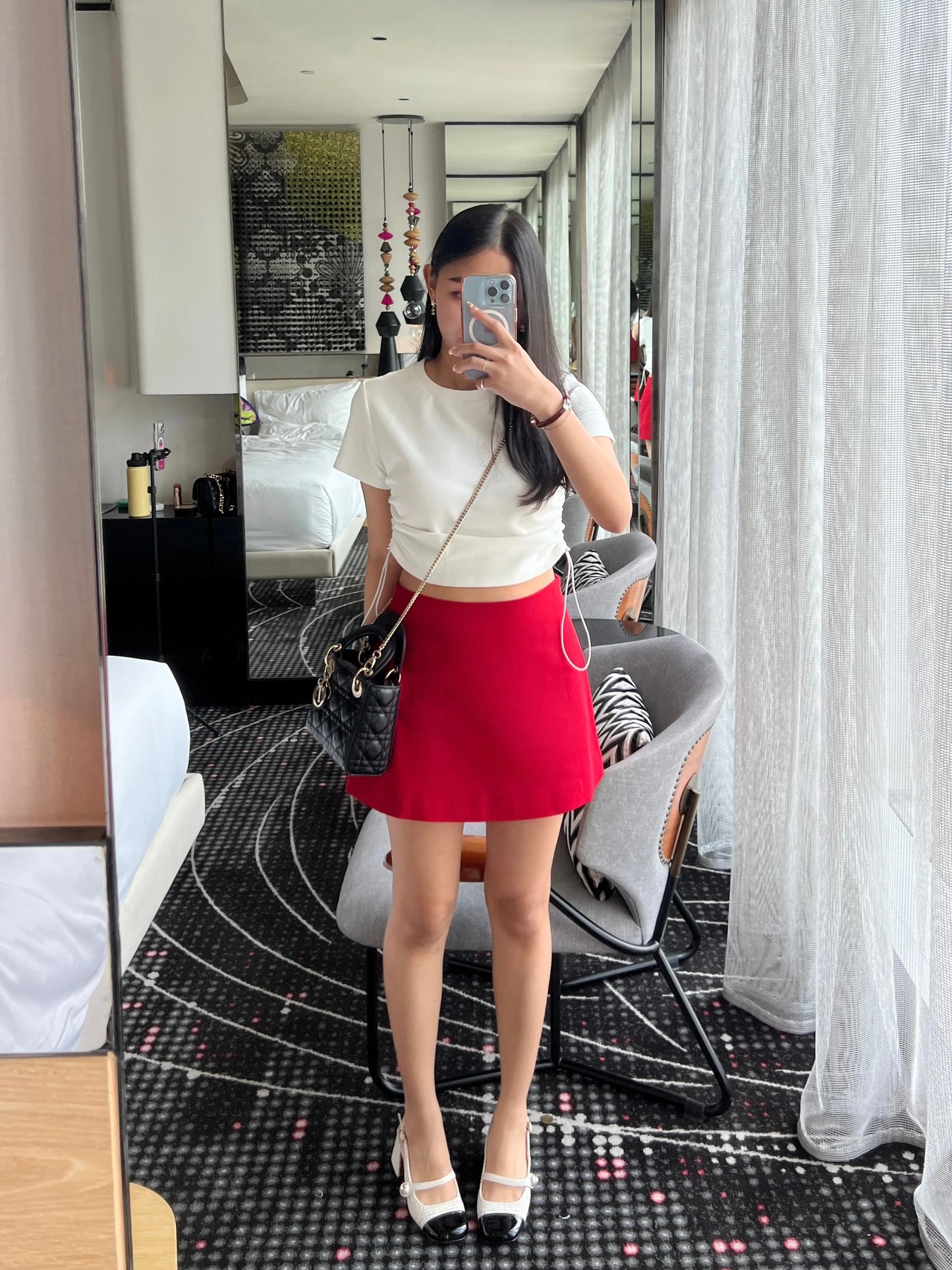 Victoria Mini Short Skirt in Red