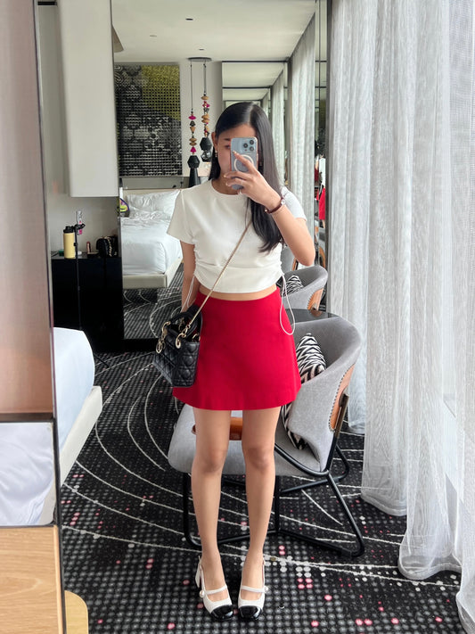 Victoria Mini Short Skirt in Red