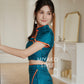 【龍華富貴】 Royal Cheongsam Crop Top in Peacock Blue 孔雀蓝 (上衣 ONLY)