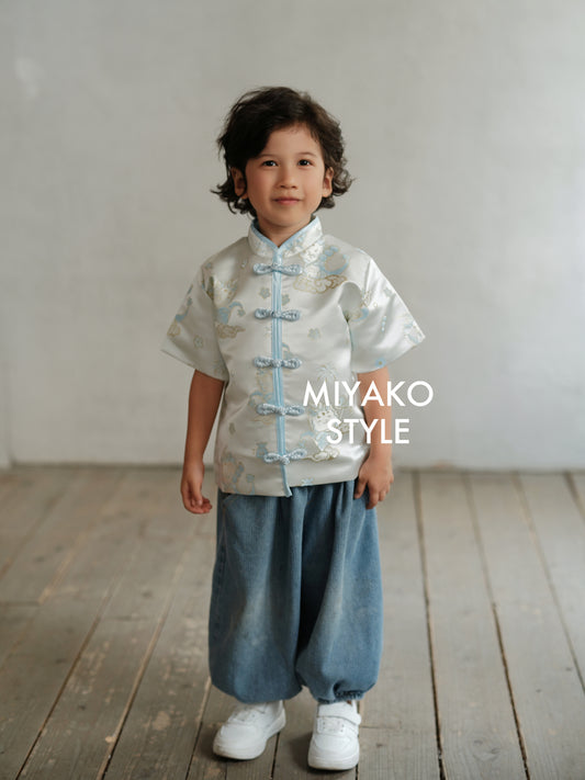 【喜乐龙龙】Joyful Dragon Little Boy Suit in Blue 蓝色 (小男孩 ）