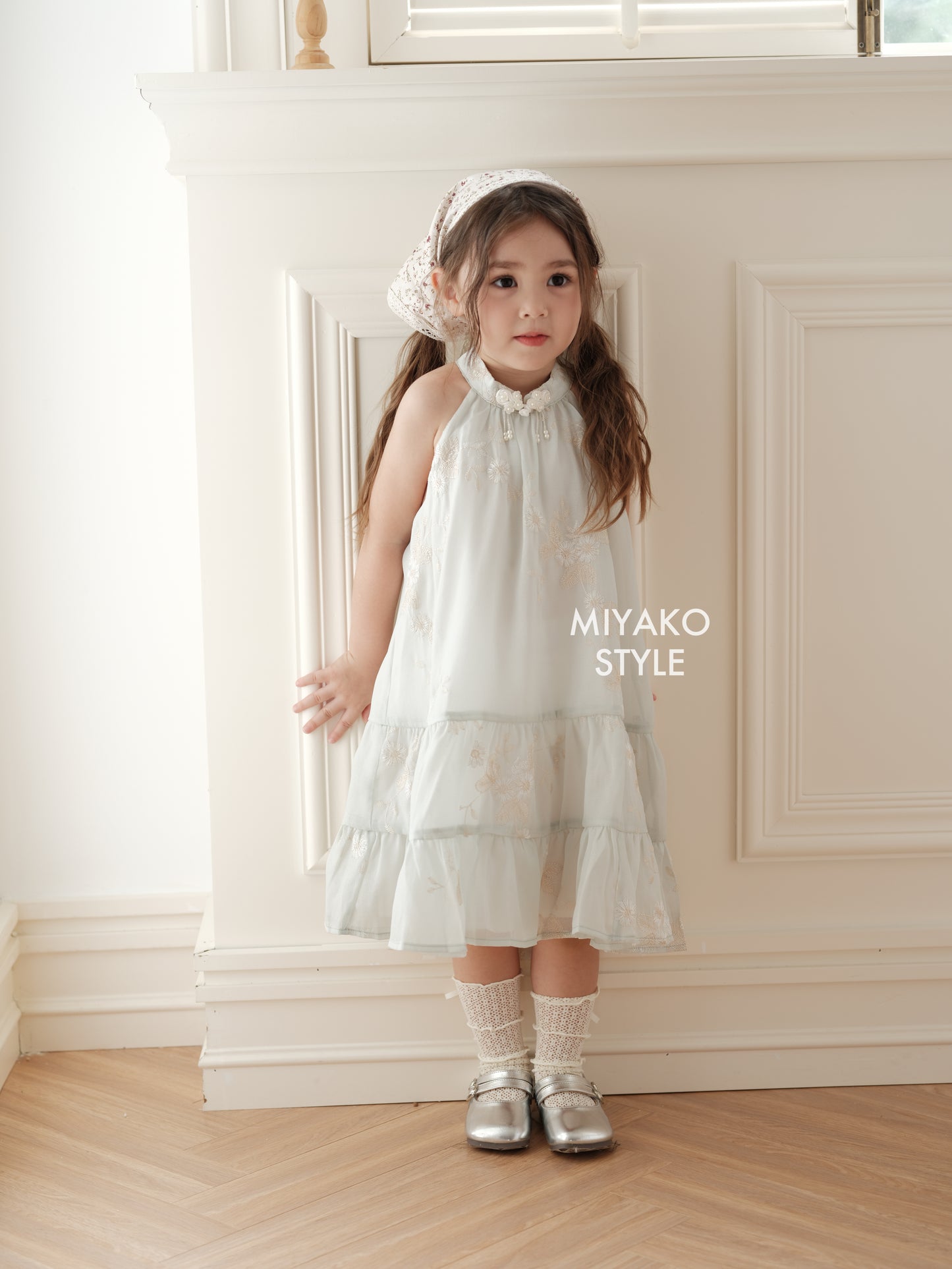 【花晨夕月】Hua Little Girl Halter Dress in Mint 薄荷绿 女儿款