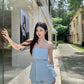 Linen summer short in Blue 短裤