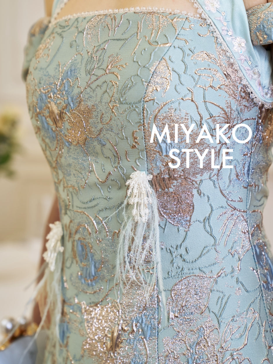 【万事如亿】Billionaire Padded & Detachable Sleeve Midi Cheongsam Dress in Sea Blue 绿蓝色女装长款