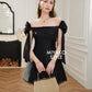 Aura Bow Mini Dress in Black