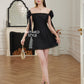 Aura Bow Mini Dress in Black