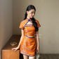【龍華富貴】 Royal Cheongsam mini skirt in Orange 橙风破浪 (半身裙 only)