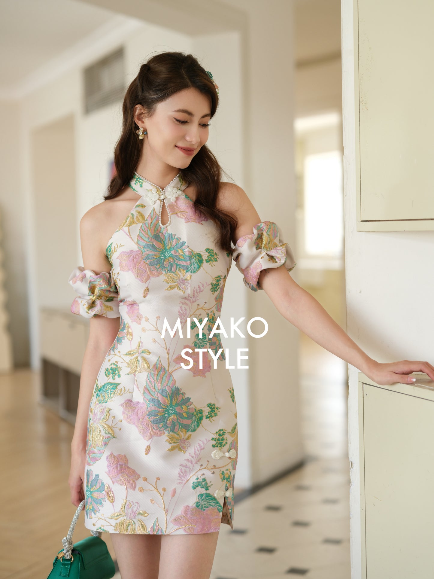 【百花齐放】Blossom Cheongsam Halter/ Off Shoulder Dress 挂脖女装连身裙 袖子可拆卸