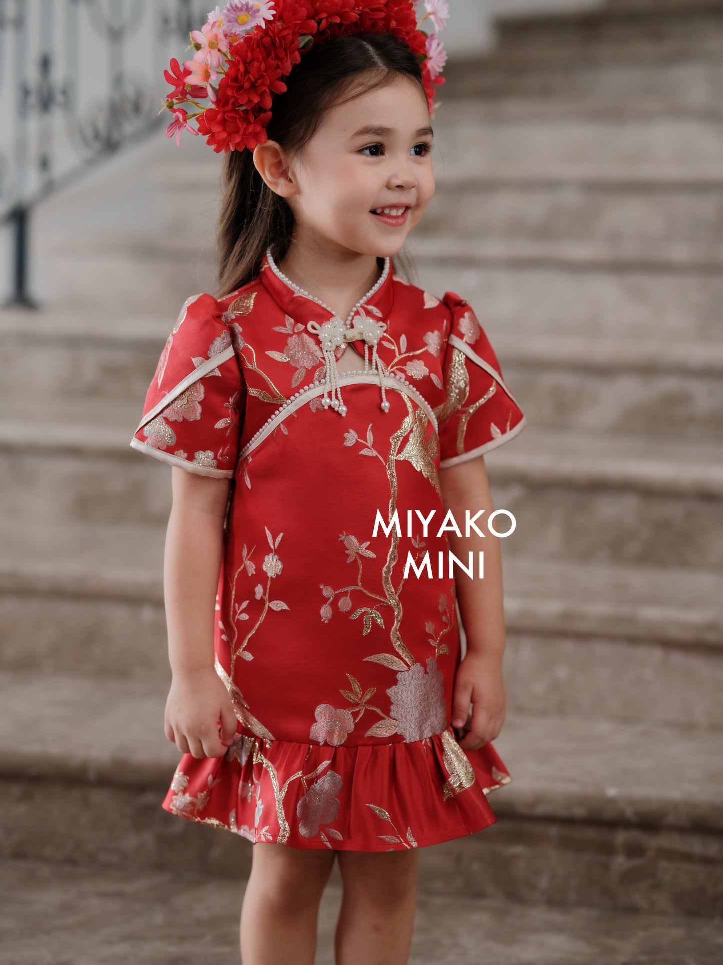 【福星高照】Fú Cheongsam Girl Dress Red 小女孩连身裙