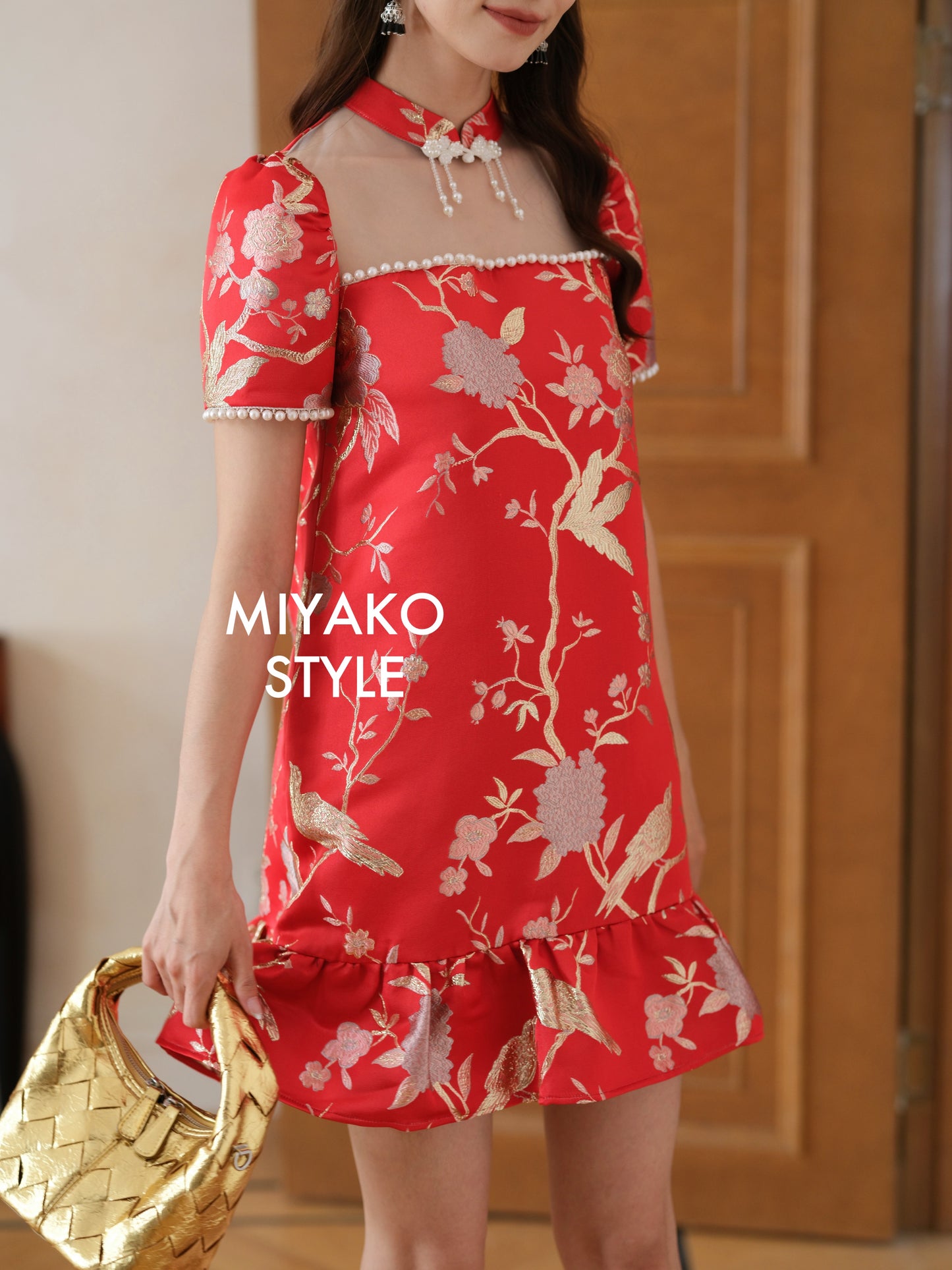 【福星高照】Fú Cheongsam Shift Dress in Red 娃娃款