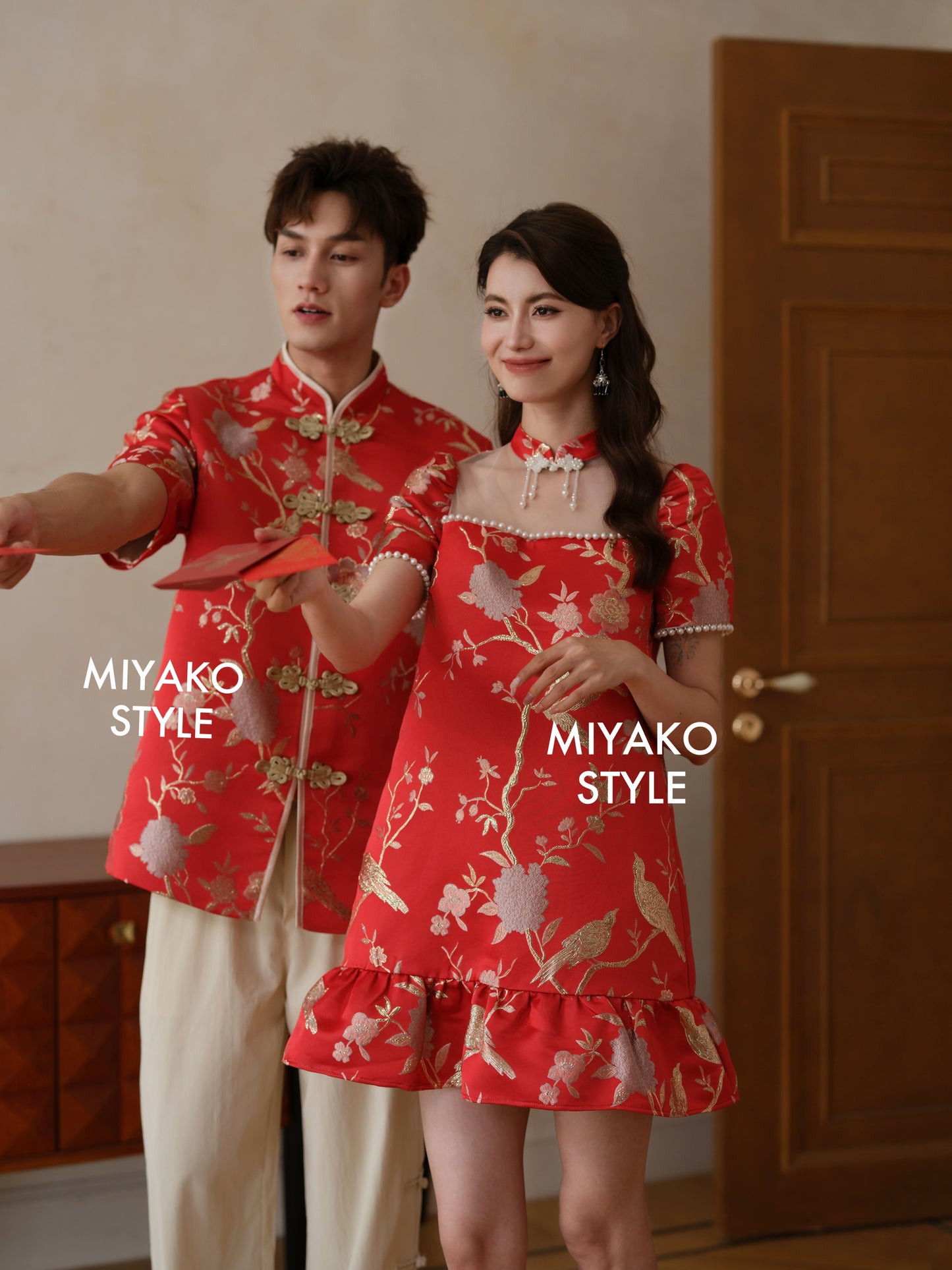 【福星高照】Fú Cheongsam Shift Dress in Red 娃娃款