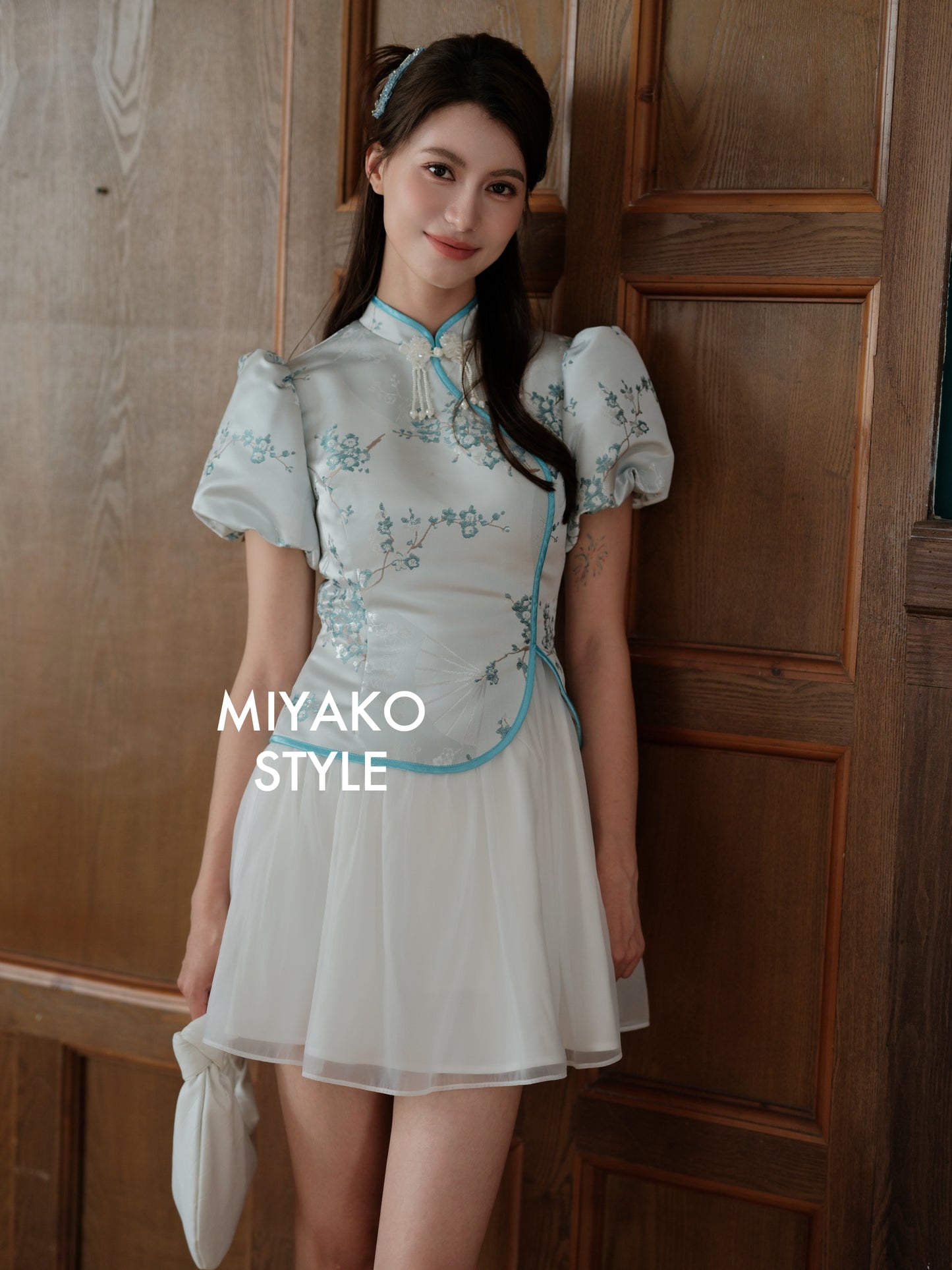 【冰清玉洁】Jade Cheongsam Dress in Blue 蓝色女装连身裙