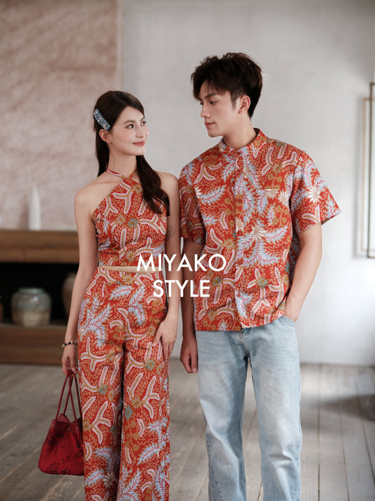 Batik Crop Top in Red